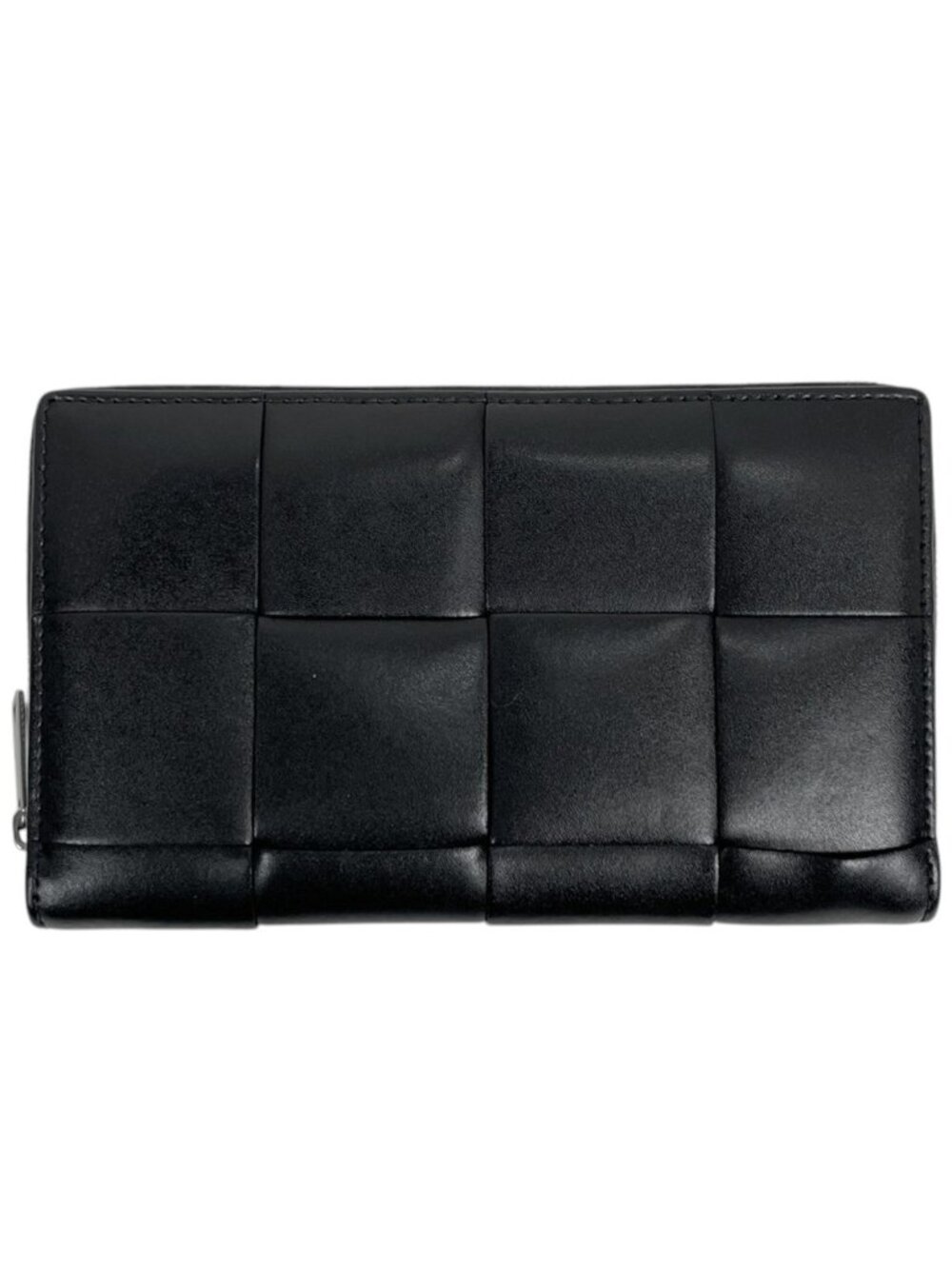 Bottega Veneta Wallet Intrecciato Zip Around Leather Black